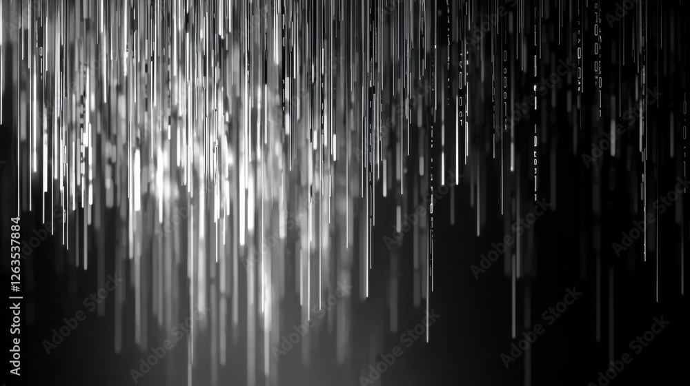 Poster Striking vertical lines descend from above, creating a mesmerizing abstract display. The interplay of light and dark generates a dynamic, textured surface that captivates the viewer