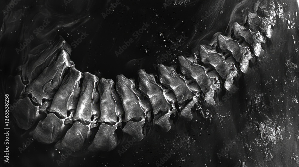 Poster a fascinating close-up reveals the intricate structure of an animal spine, highlighting the alignmen