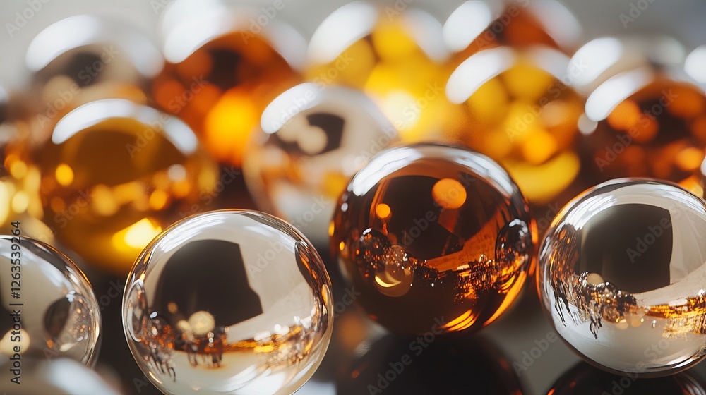 Aufkleber the transparent or semi-transparent balls interact with light, creating reflections, refractions, an