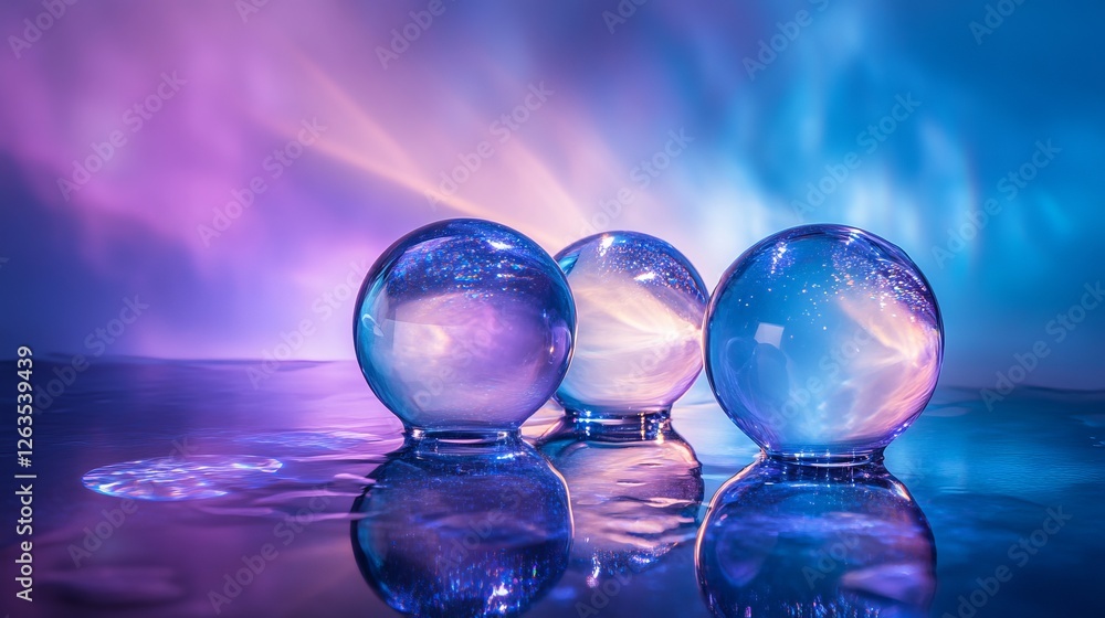 Aufkleber the transparent or semi-transparent balls interact with light, creating reflections, refractions, an