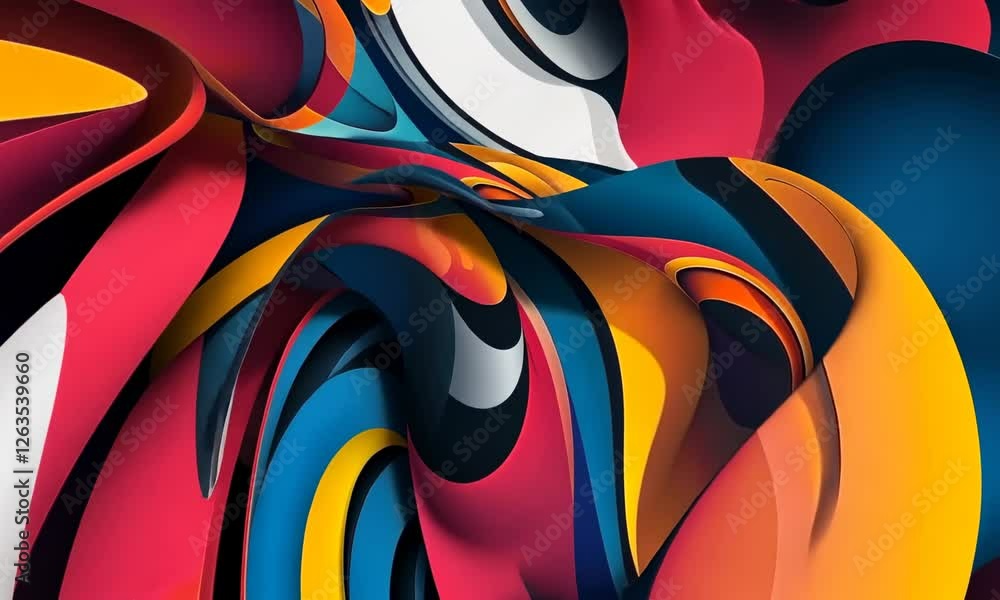 Poster abstract pattern with bold, contrasting colors and dynamic shapes, perfect for a statement piece