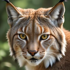 Obraz premium Female lynx with intense eyes and detailed fur, captured in close up