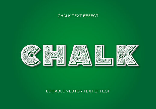 White And Green Chalk Text Hand-Drawn Font. Blackboard Text Effect

