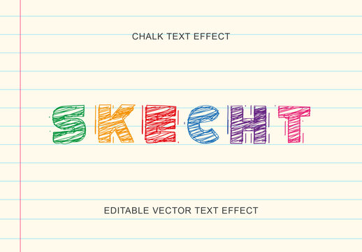 Green And Multicolor Chalk Text Hand-Drawn Font. Sketch Text Effect

