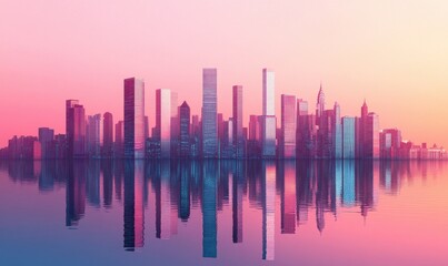 Fototapeta premium Reflective skyscrapers, business office buildings.