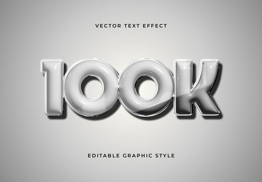 Silver And Gray 100K Plastic Font 100K Glossy Balloon Text Effect