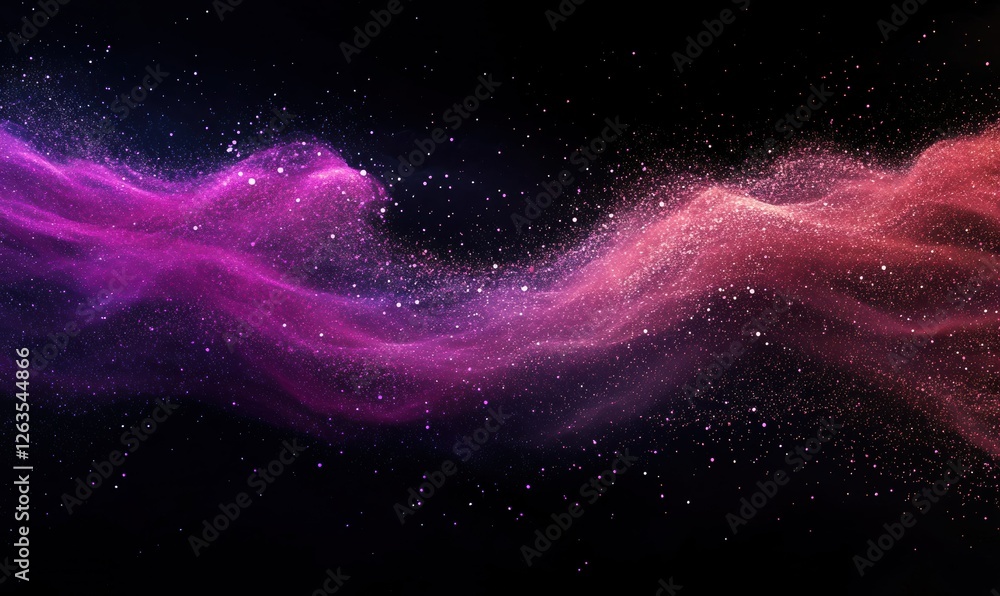 Poster glowing particle streams spiraling into a vivid vortex of light in magenta and purple hues.