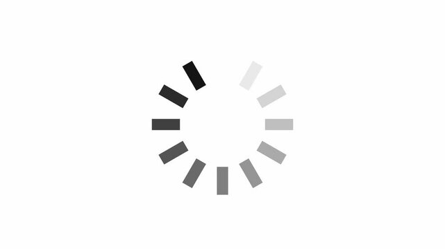Animated spinning waiting icon on white background. Loading circle animation. Seamless Loop