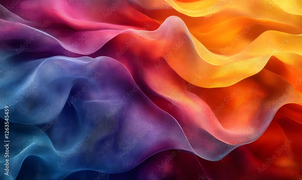 Poster abstract colorful gradient mesh with flowing wave patterns and vibrant transitions from blue to yell