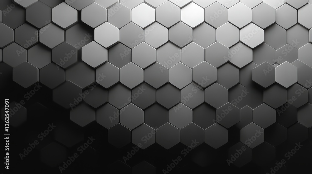Poster abstract dark gray hexagon geometric background with subtle lighting