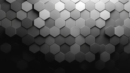 Abstract Dark Gray Hexagon Geometric Background with Subtle Lighting