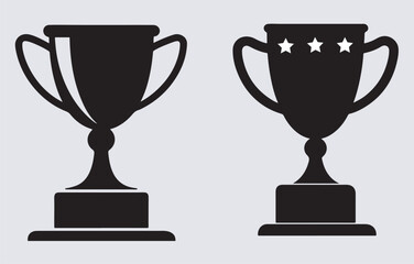 winner trophy black silhouette vector art illustration, gold trophy cup