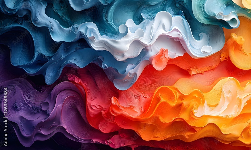 Aufkleber abstract flowing colorful shapes with textured lines and waves forming an artistic background