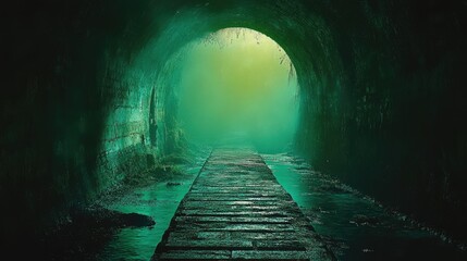 Dark Tunnel, Green Fog, Mysterious Path
