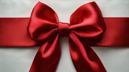 Elegant Red Ribbon Bow on Cream Background for Gift Wrapping