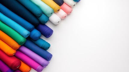 Fototapeta premium Colorful Fabric Rolls Arranged Beautifully for Crafting Projects