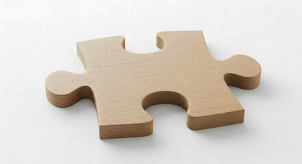 Fototapeta premium Wooden Jigsaw Puzzle Piece Isolated on White Background