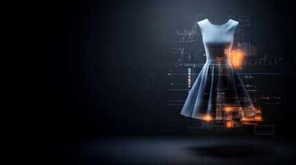 Naklejka premium Elegant Dress with Digital Graphics in Modern Fashion Concept