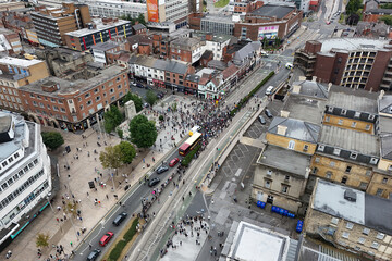 aerial view of royal hotel, Kingston upon Hull.  far right anti immigration riot August 2024