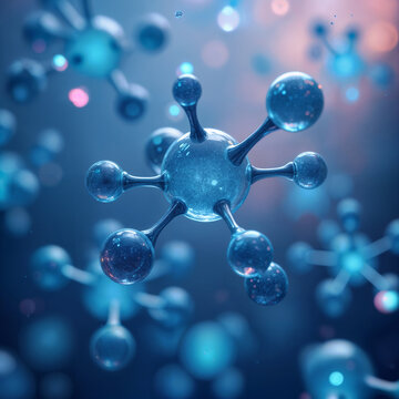 Futuristic Molecular Structure with Glowing Blue Atoms