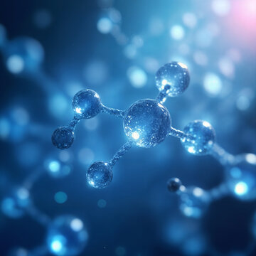Futuristic Molecular Structure with Glowing Blue Atoms