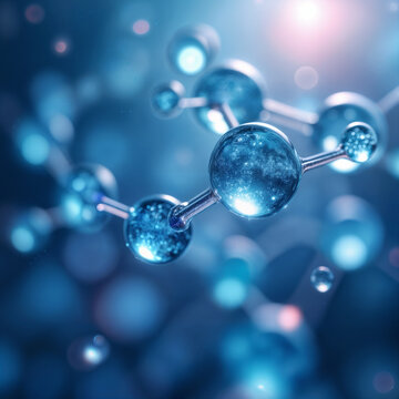 Futuristic Molecular Structure with Glowing Blue Atoms