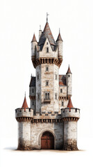 Fototapeta premium Fantasievoller Burgenentwurf auf isolierter Basis mit detaillierter Architektur