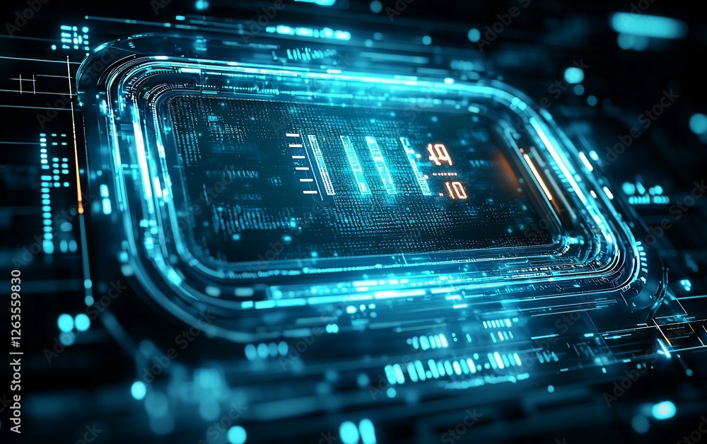Poster futuristic cpu, data processing, digital background, technology concept