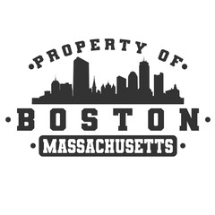 Fototapeta premium Boston, MA, USA City Varsity Skyline. A Logotype Sports College and University Style. Illustration Design Vector Emblem.