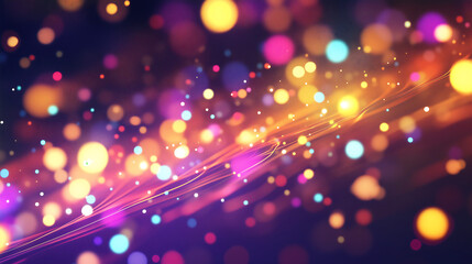 Abstract Neon Light Particles – Futuristic Digital Motion Flow with Vibrant Bokeh Aesthetic, abstract background with lights