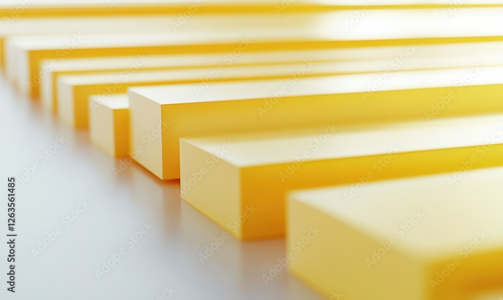 Poster sticky yellow notes aligned in perfect order on a smooth white surface, ideal for productivity and p
