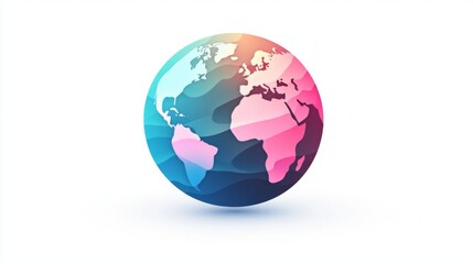 Obraz premium A simple and sleek logo for a travel agency, with an abstract globe icon in soft pastel colors, featuring light blue, pink, and green tones