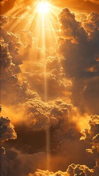 Dramatic Golden Sunlight Breaking Through Clouds &ndash; Divine Light, Heaven&rsquo;s Glory, Spiritual Awakening, and Christian Faith
