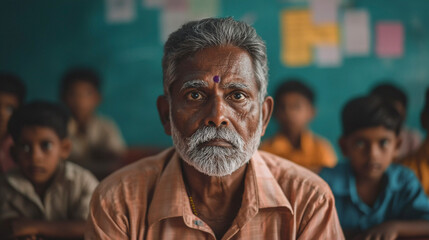 Indian teacher in his class, Generative AI