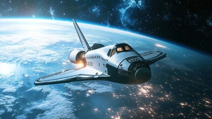 AI-driven Space Shuttle Docking at a Futuristic Spaceport