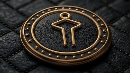 A stylish badge for a fashion boutique, featuring a minimalistic hanger icon within a sleek circle, using chic black and white tones with a hint of metallic gold