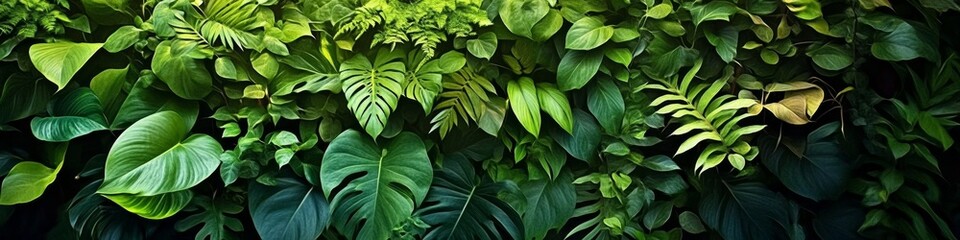Lush Green Foliage Background, Tropical Leaf Texture, Nature Wallpaper Design, Natural Green Wall