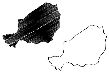 Niger map vector illustration, scribble sketch Republic of the Niger
