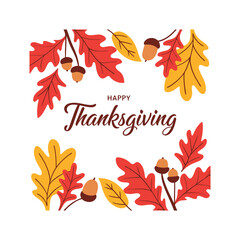 Happy-thanksgiving-card-with-autumn-leaves-background vector art