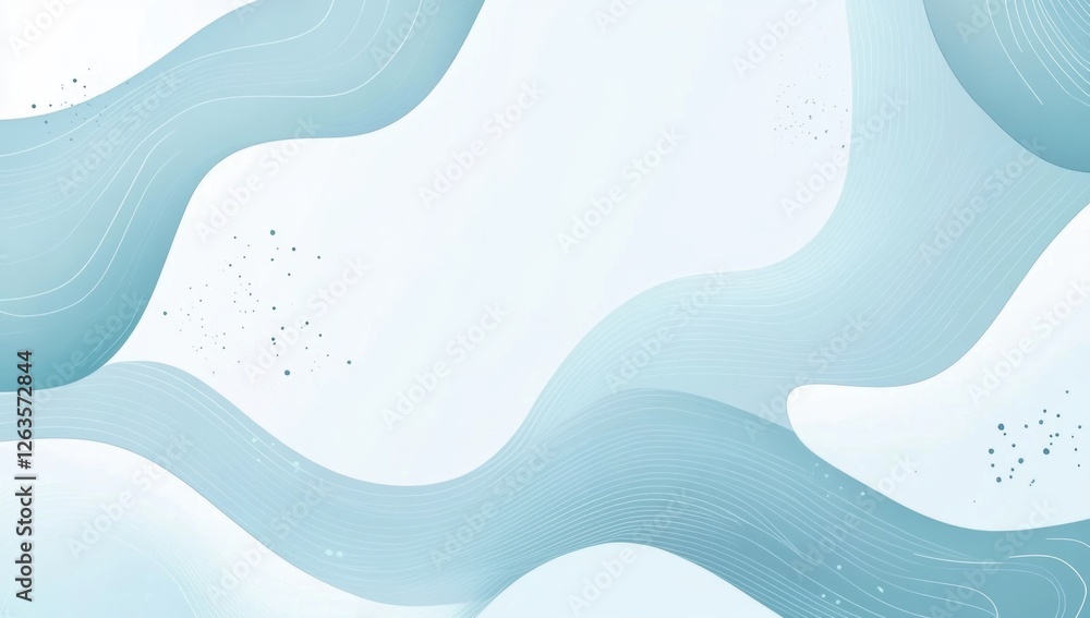 Poster blue background with simple wave lines presentation design, light blue color scheme generative ai