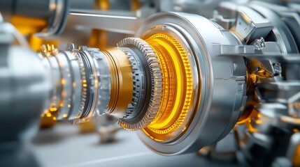 Fototapeta premium Intricate Close-Up of Modern Industrial Machinery with Vibrant Details