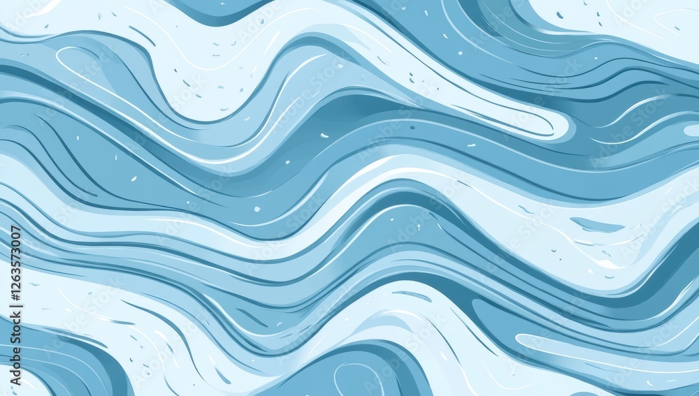 Poster blue background with curved lines and waves light blue color scheme, simple lines generative ai