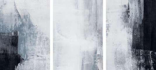 Three abstract artist-made paintings. Versatile artistic image can apply to a wide range of creative design projects: posters, banners, postcards, magazines, covers, prints and wallpapers. 