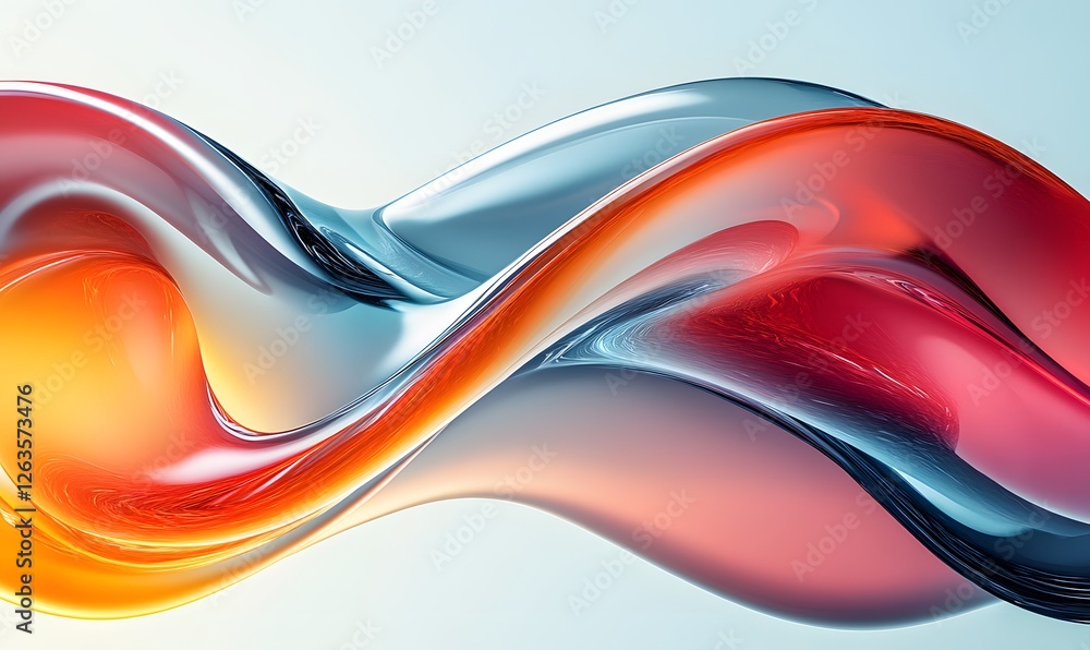 Poster abstract fluid design with vibrant colors and smooth curves creating a dynamic visual