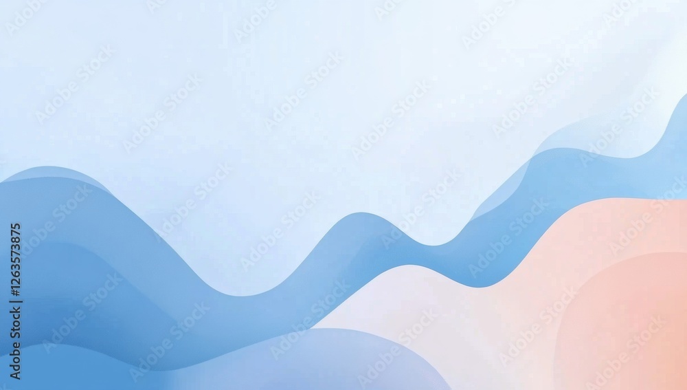 Poster blue background with simple lines a blue wave line in the bottom left corner, simple and elegant sty