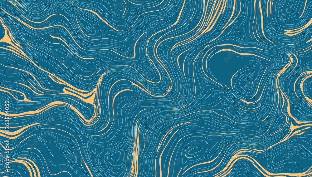 Poster blue background with wavy lines flat color background generative ai