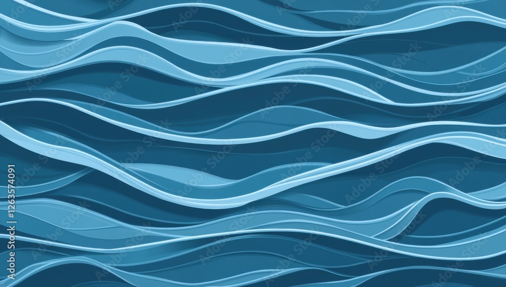 Poster blue background with wavy lines flat color background generative ai