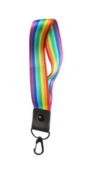 One keychain in LGBT colors on white background
