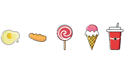 Sweets and drinks and ice-cream vector art isolated