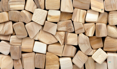 Close-up of Varied Wooden Blocks Perfect for Craft and Design Projects Showcasing Natural Texture and Color in a Simple Arrangement